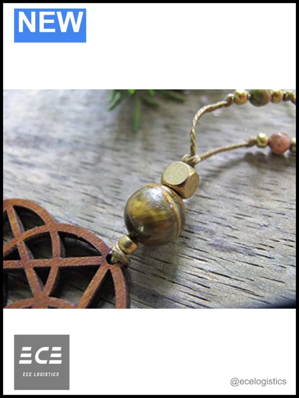 Handmade Boho Wood Pendant Necklace Seed of Life Sacred Geometry Macrame